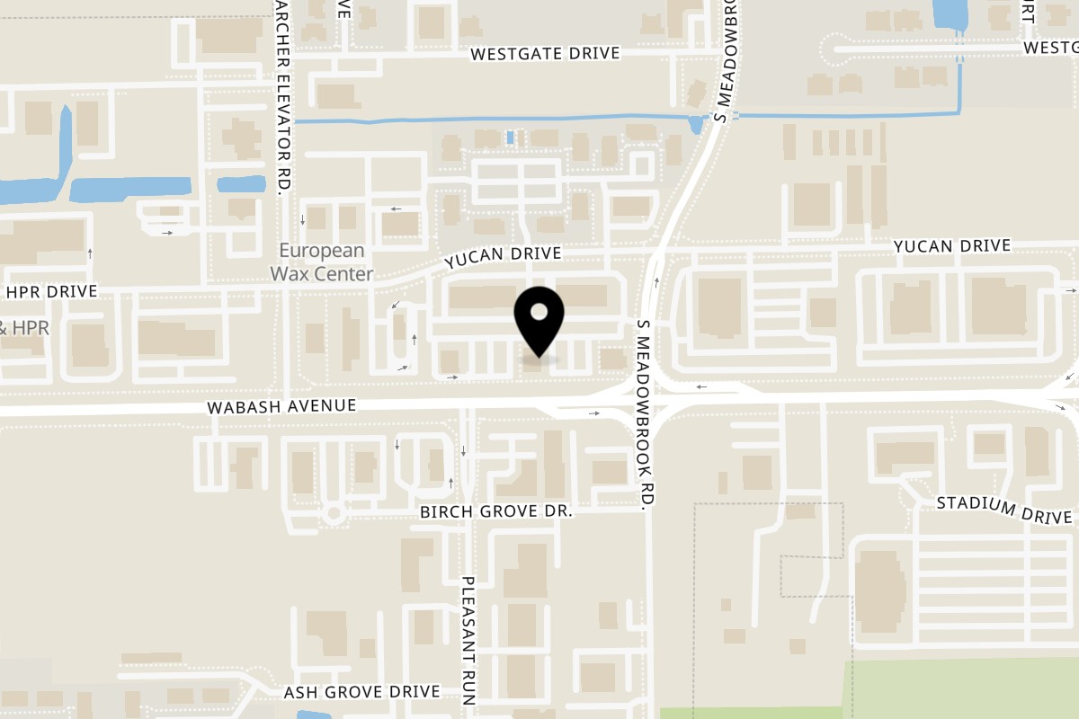 Map showing the location of Chocolate cafe on 4151 Wabash Ave in Springfield